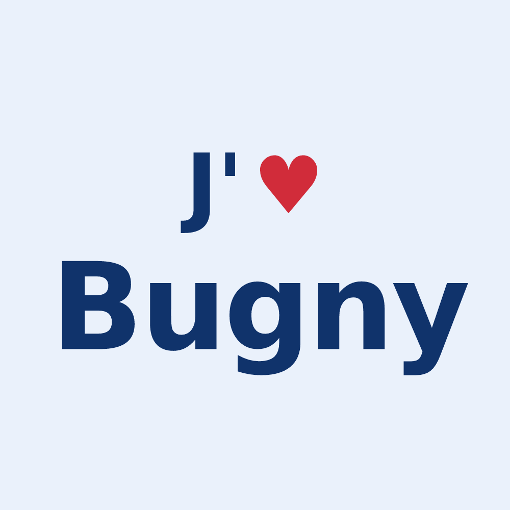 Sticker personnalisé Bugny — design J'aime Bugny