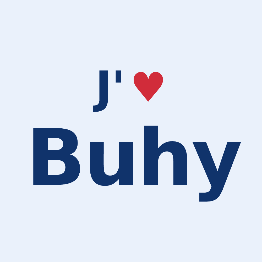 Sticker personnalisé Buhy — design J'aime Buhy