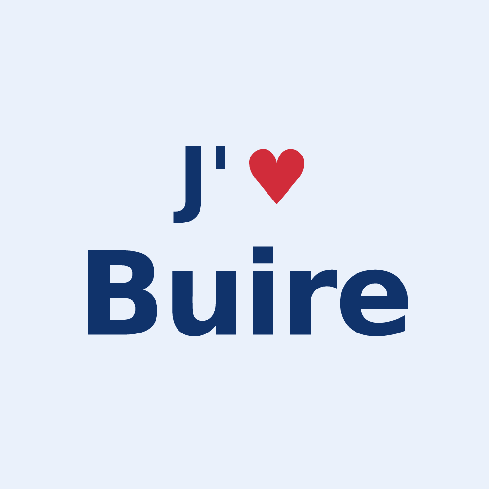 Sticker personnalisé Buire — design J'aime Buire