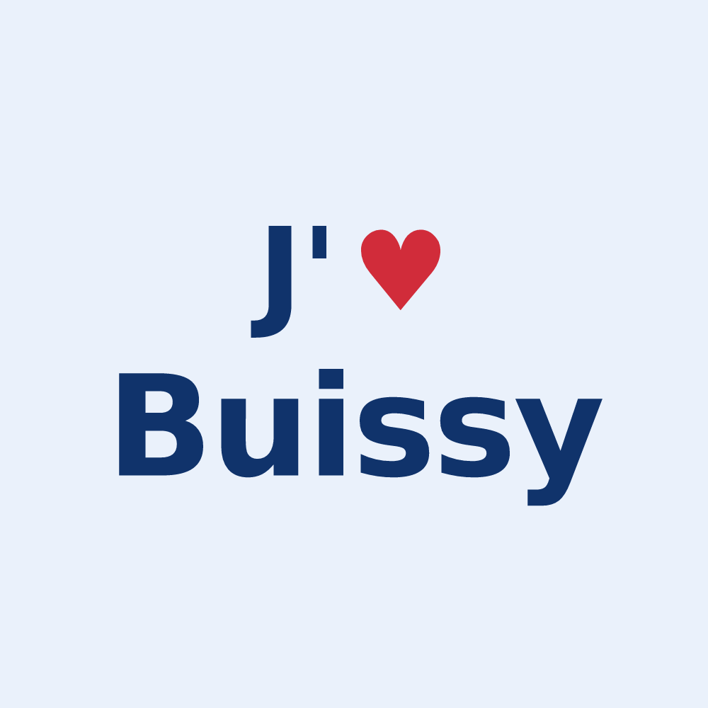 Sticker personnalisé Buissy — design J'aime Buissy