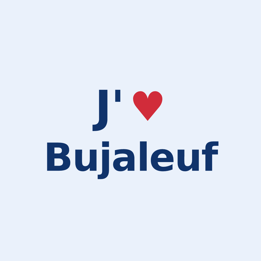 Sticker personnalisé Bujaleuf — design J'aime Bujaleuf