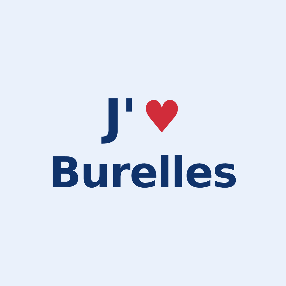 Sticker personnalisé Burelles — design J'aime Burelles