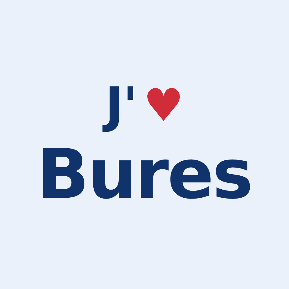 Sticker personnalisé Bures — design J'aime Bures