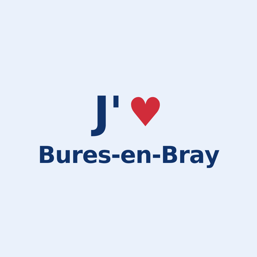 Sticker personnalisé Bures-en-Bray — design J'aime Bures-en-Bray