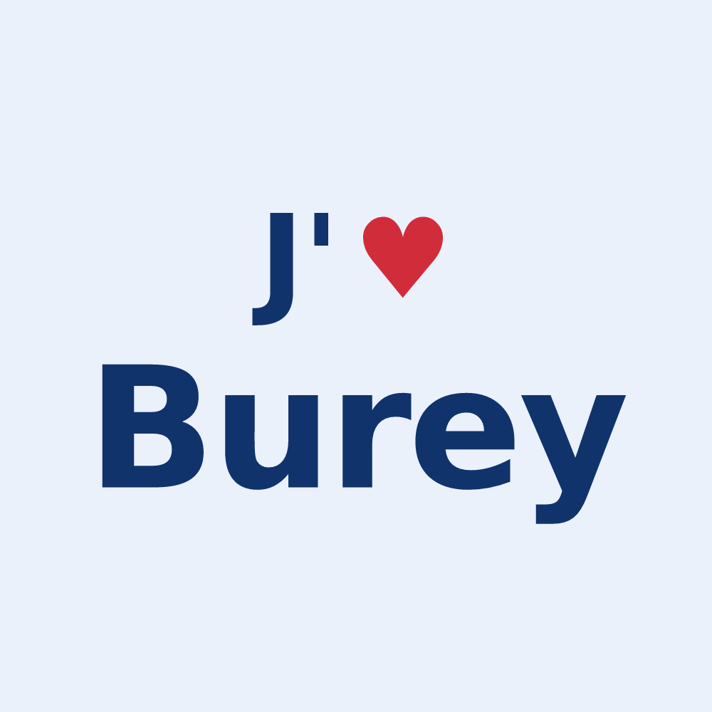 Sticker personnalisé Burey — design J'aime Burey