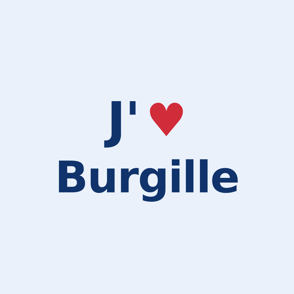 Sticker personnalisé Burgille — design « J'aime Burgille » imprimé sur le sticker