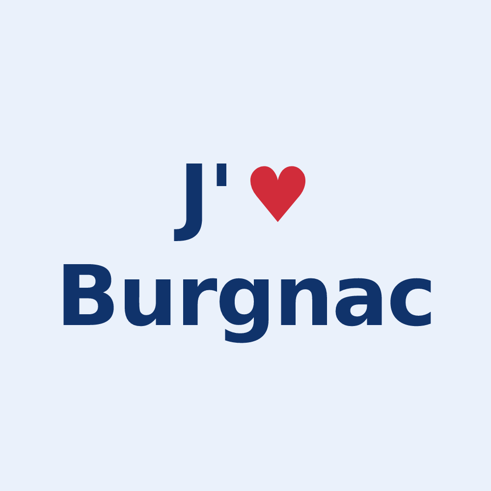 Sticker personnalisé Burgnac — design J'aime Burgnac