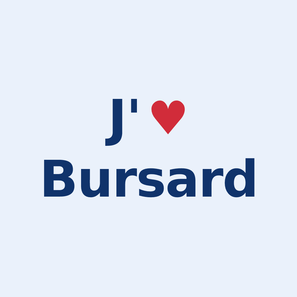 Sticker personnalisé Bursard — design « J'aime Bursard » imprimé sur le sticker