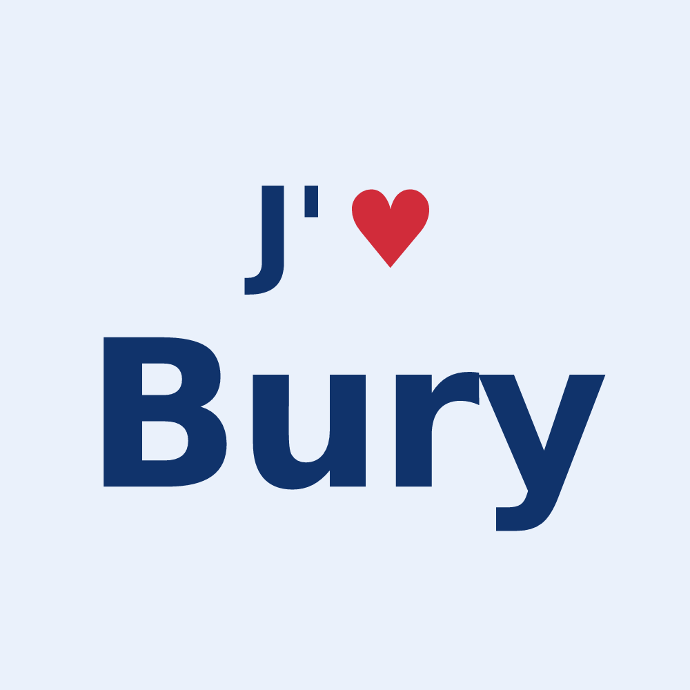 Sticker personnalisé Bury — design J'aime Bury