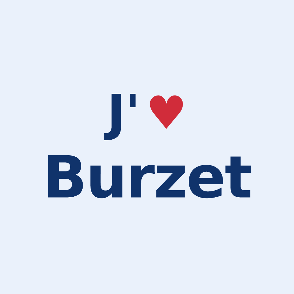 Sticker personnalisé Burzet — design J'aime Burzet