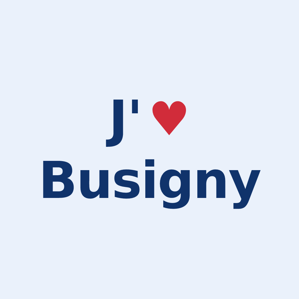 Sticker personnalisé Busigny — design « J'aime Busigny » imprimé sur le sticker