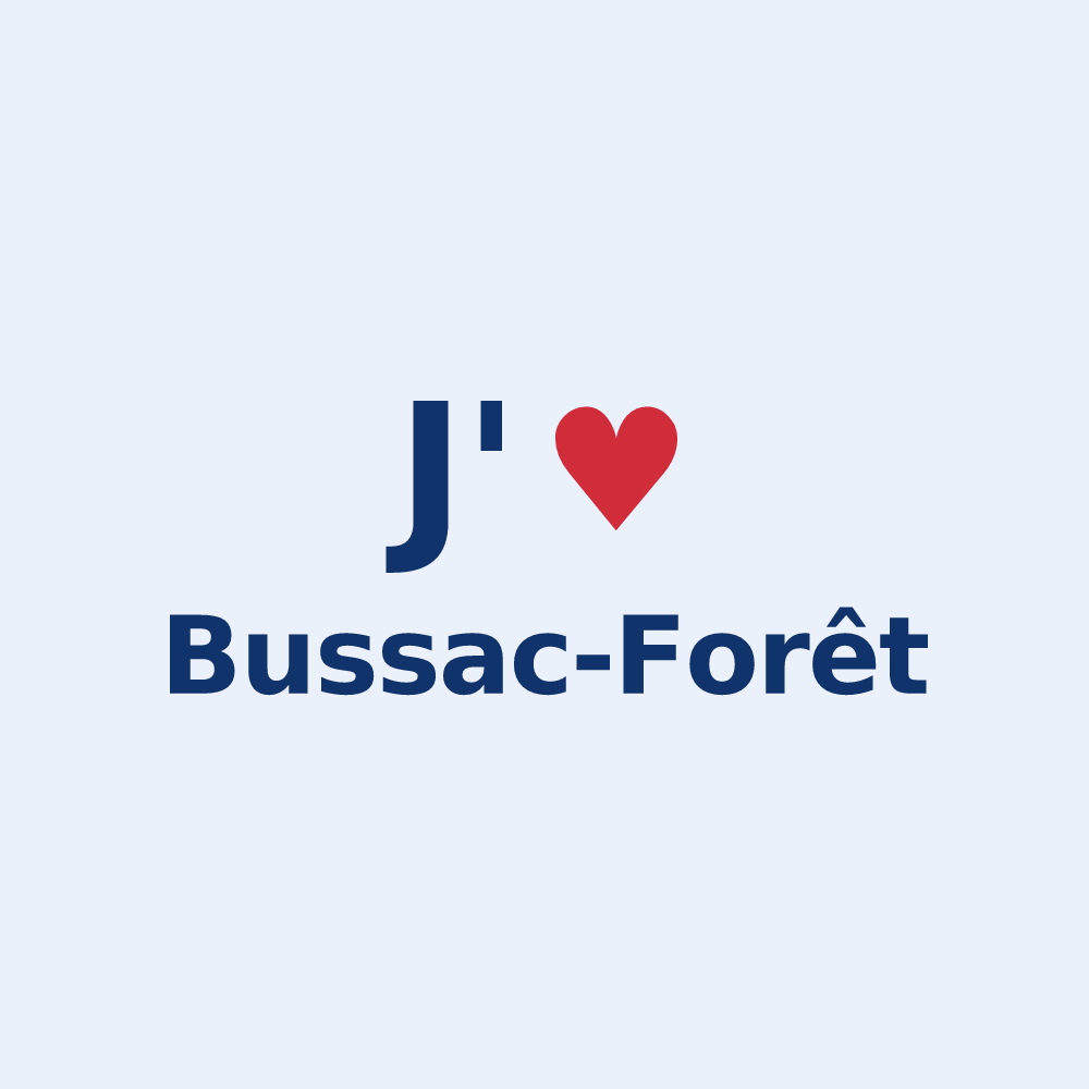 Sticker personnalisé Bussac-Forêt — design J'aime Bussac-Forêt