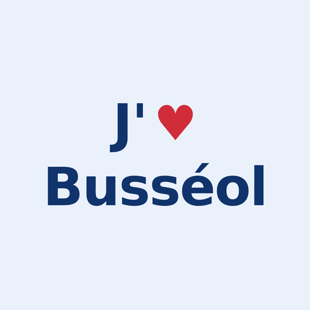 Sticker personnalisé Busséol — design J'aime Busséol