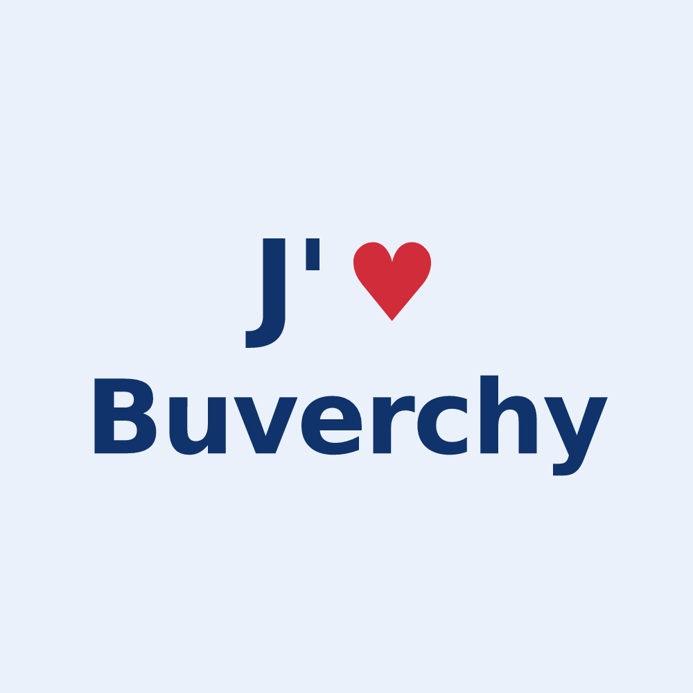 Sticker personnalisé Buverchy — design « J'aime Buverchy » imprimé sur le sticker