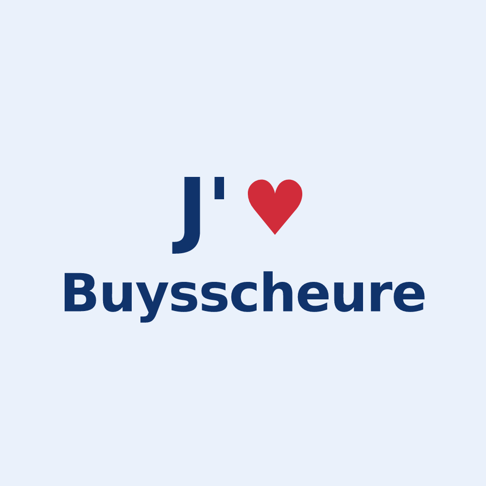 Sticker personnalisé Buysscheure — design « J'aime Buysscheure » imprimé sur le sticker