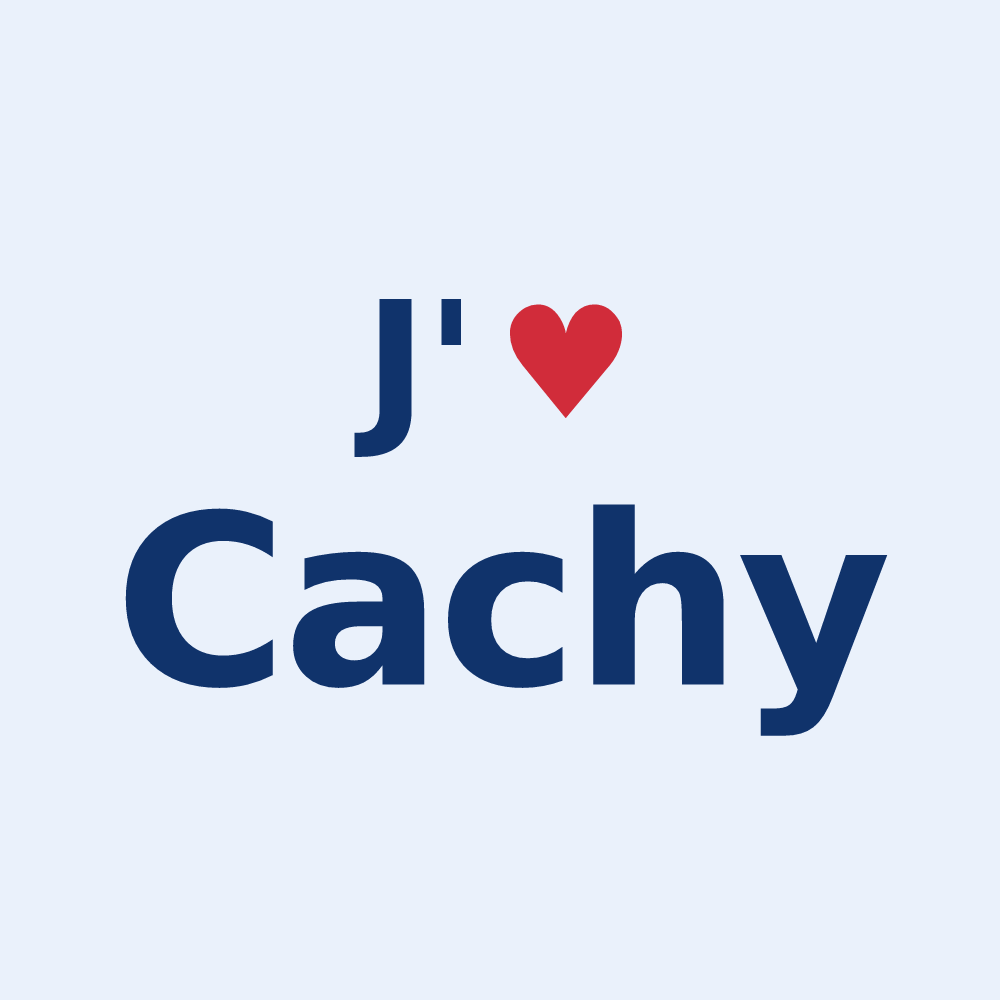 Sticker personnalisé Cachy — design « J'aime Cachy » imprimé sur le sticker