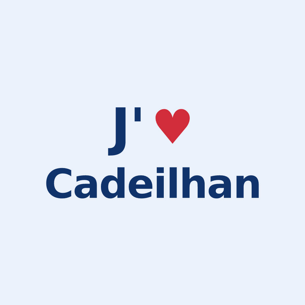 Sticker personnalisé Cadeilhan — design « J'aime Cadeilhan » imprimé sur le sticker