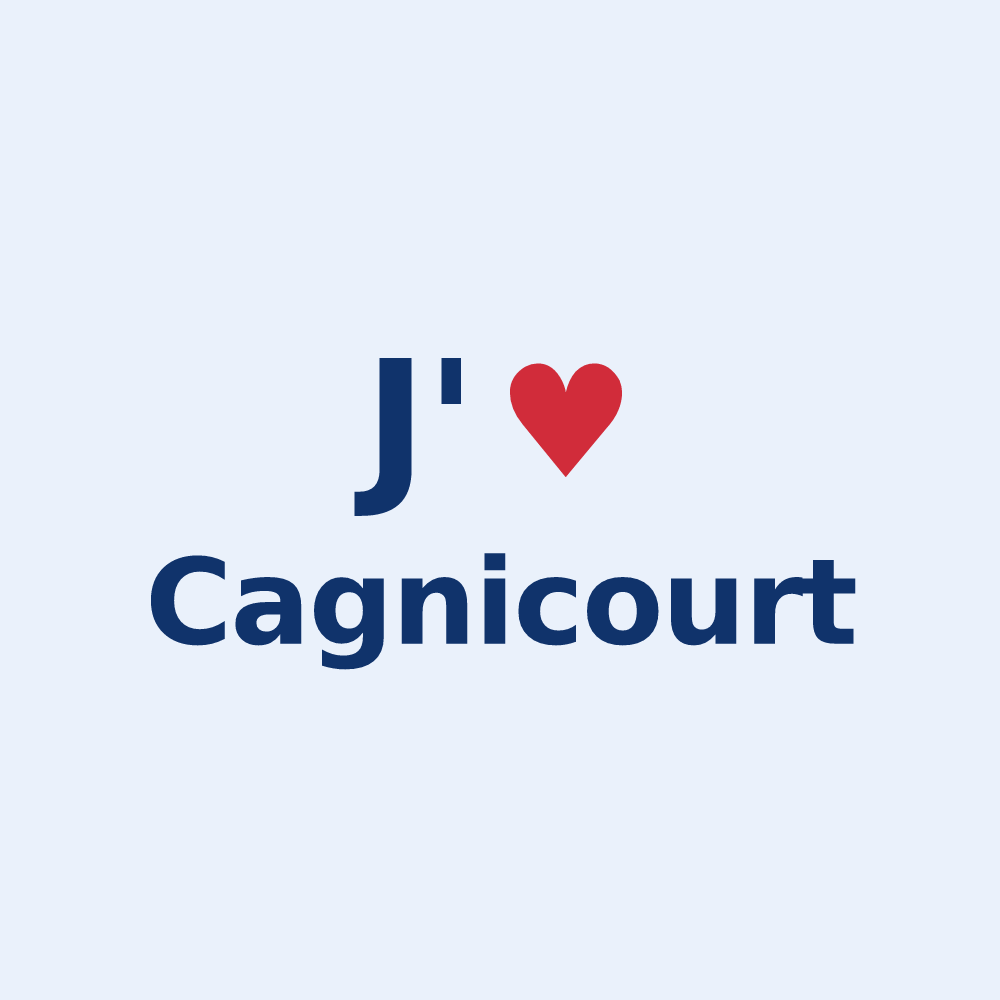 Sticker personnalisé Cagnicourt — design « J'aime Cagnicourt » imprimé sur le sticker