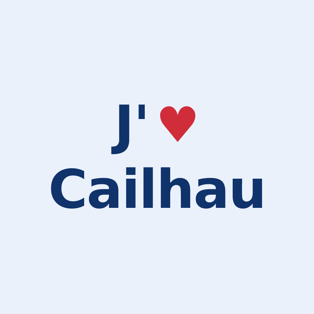 Sticker personnalisé Cailhau — design « J'aime Cailhau » imprimé sur le sticker