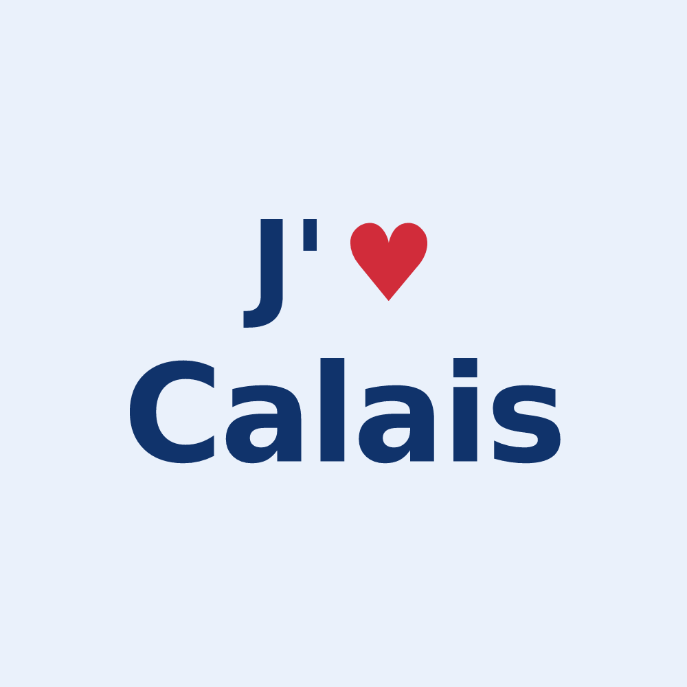 Sticker personnalisé Calais — design « J'aime Calais » imprimé sur le sticker