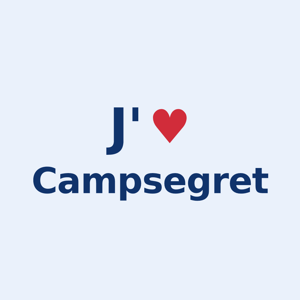 Sticker personnalisé Campsegret — design J'aime Campsegret