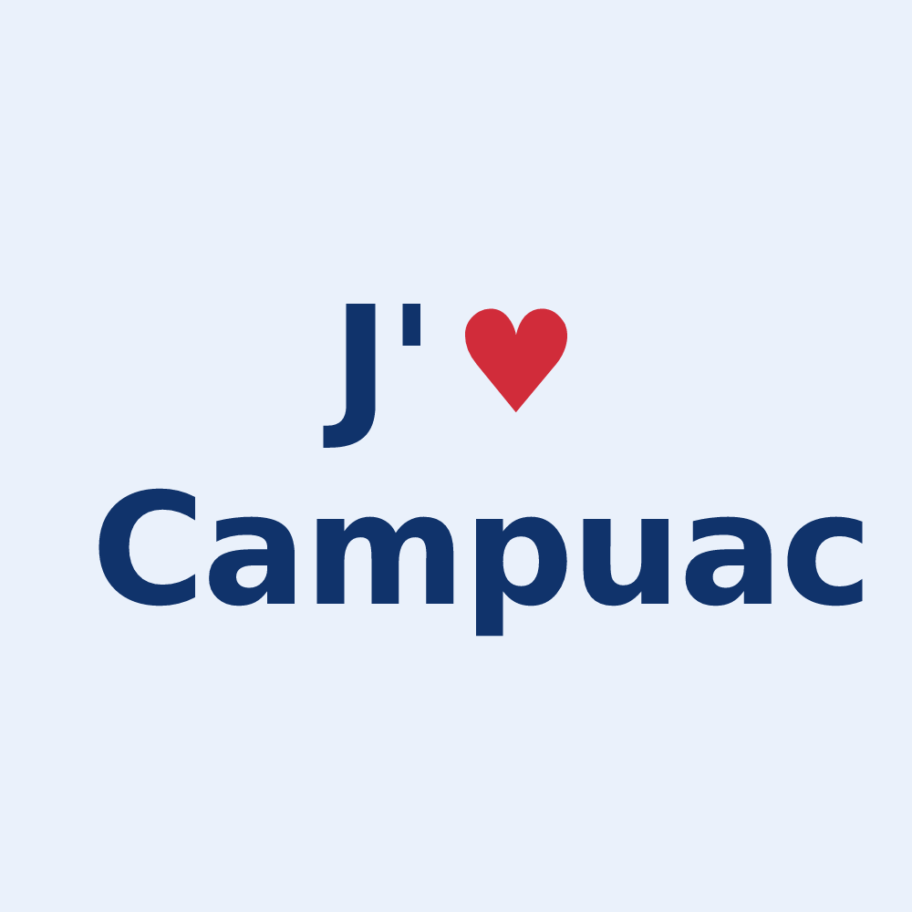 Sticker personnalisé Campuac — design J'aime Campuac