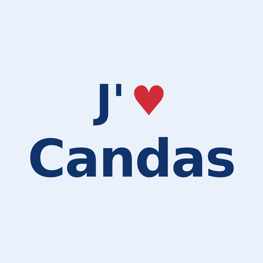 Sticker personnalisé Candas — design « J'aime Candas » imprimé sur le sticker
