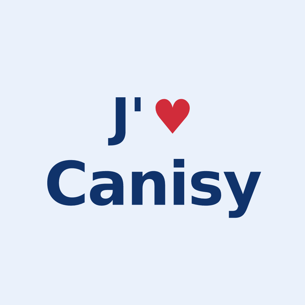 Sticker personnalisé Canisy — design J'aime Canisy
