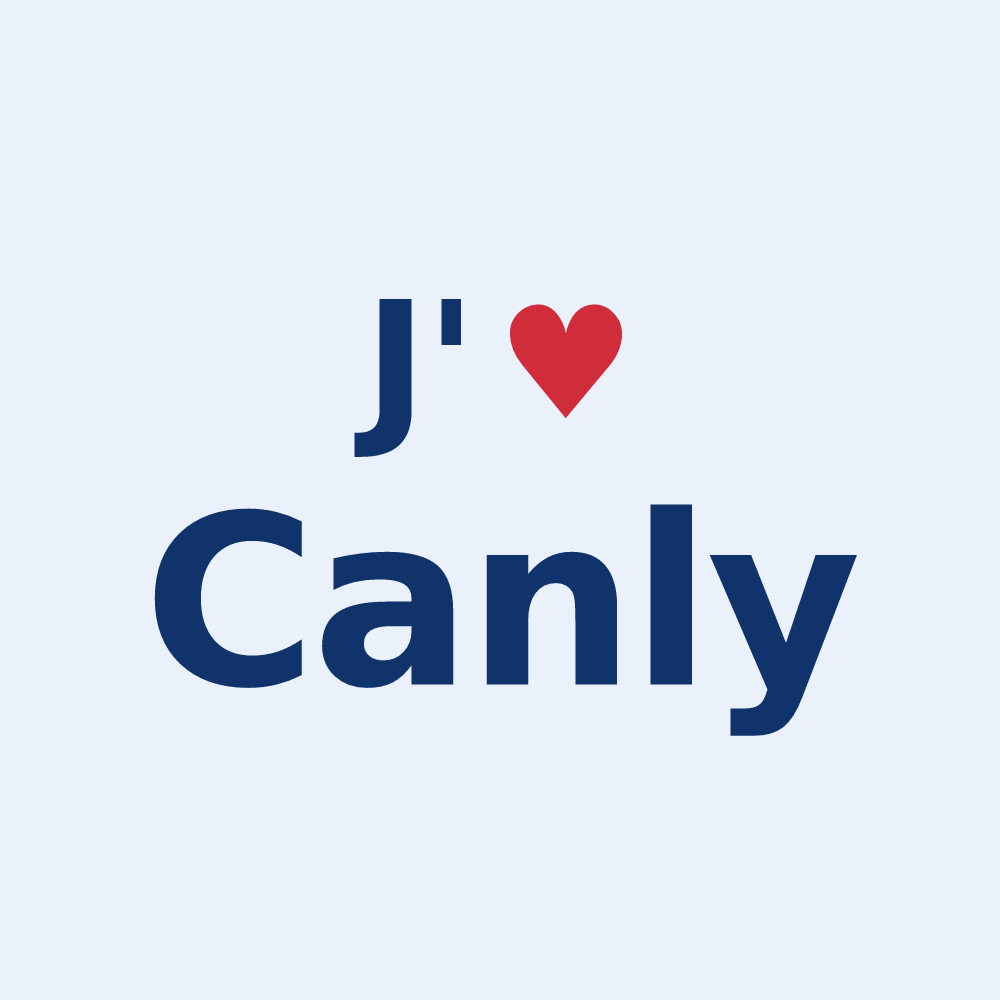 Sticker personnalisé Canly — design « J'aime Canly » imprimé sur le sticker