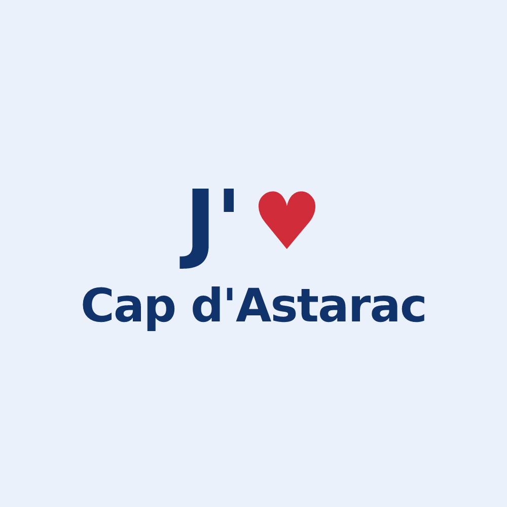 Sticker personnalisé Cap d'Astarac — design « J'aime Cap d'Astarac » imprimé sur le sticker