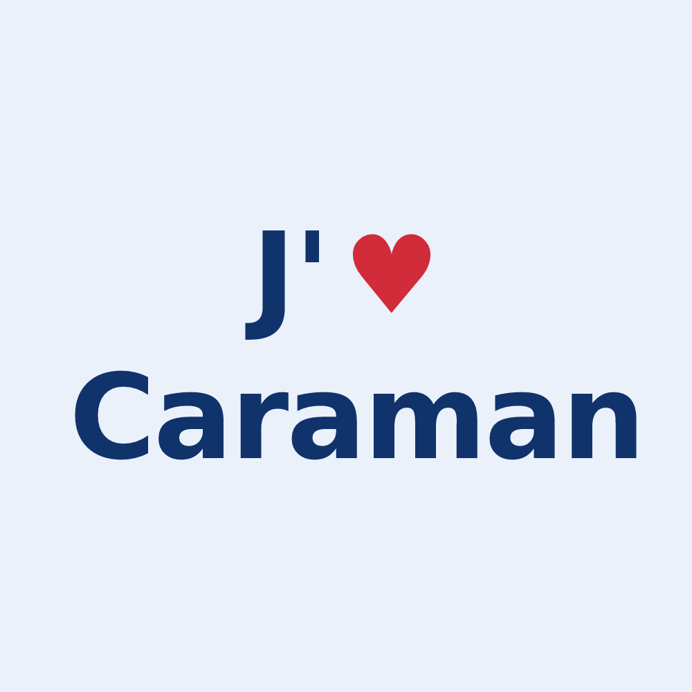 Sticker personnalisé Caraman — design J'aime Caraman