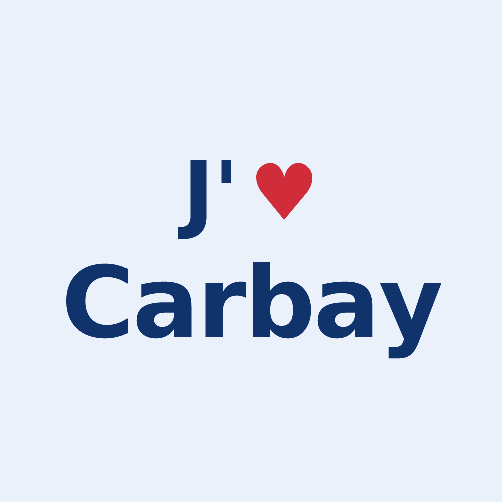 Sticker personnalisé Carbay — design « J'aime Carbay » imprimé sur le sticker