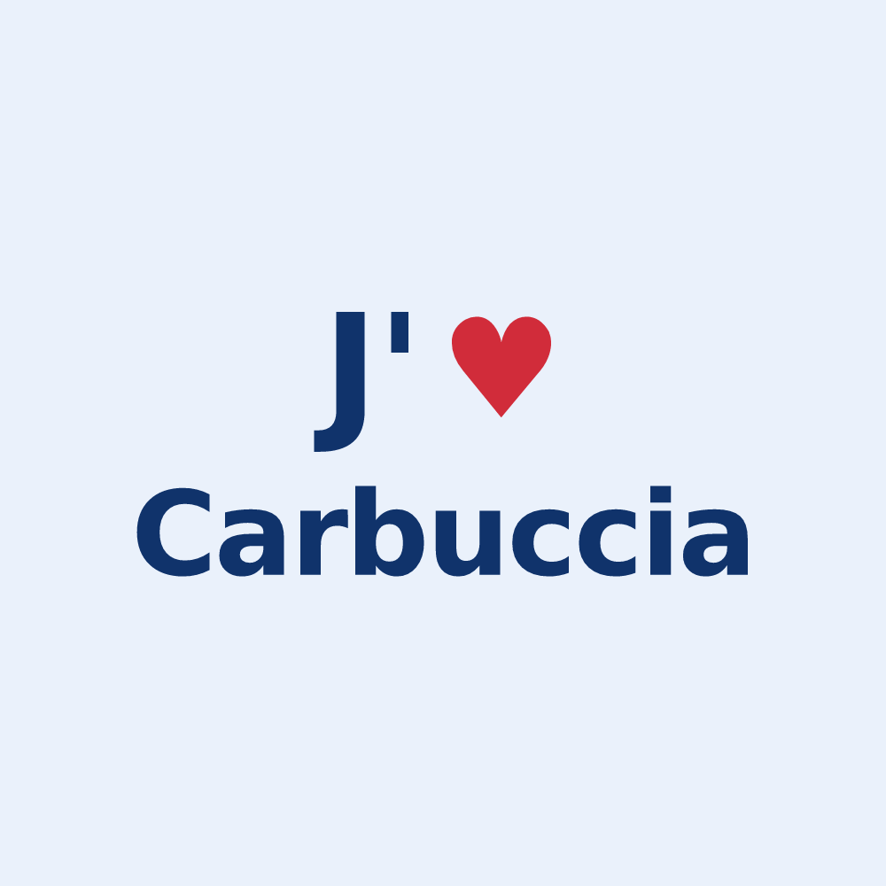 Sticker personnalisé Carbuccia — design « J'aime Carbuccia » imprimé sur le sticker