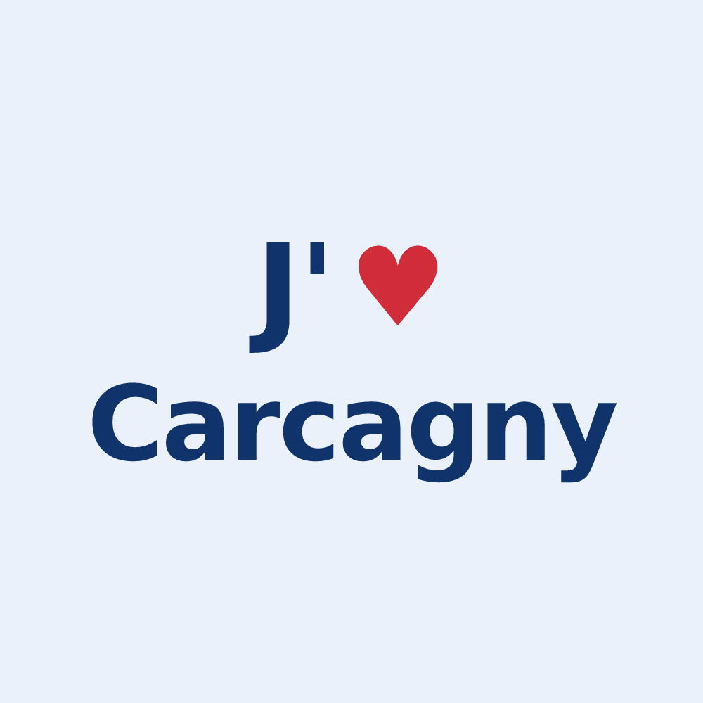 Sticker personnalisé Carcagny — design « J'aime Carcagny » imprimé sur le sticker