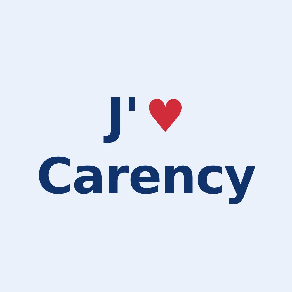 Sticker personnalisé Carency — design « J'aime Carency » imprimé sur le sticker
