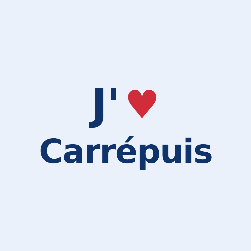 Sticker personnalisé Carrépuis — design « J'aime Carrépuis » imprimé sur le sticker