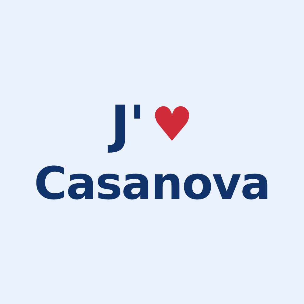 Sticker personnalisé Casanova — design J'aime Casanova
