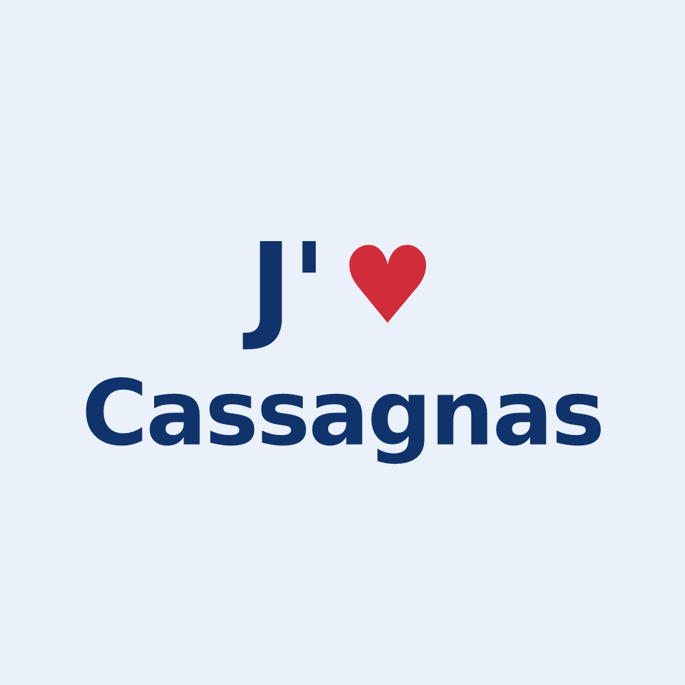 Sticker personnalisé Cassagnas — design « J'aime Cassagnas » imprimé sur le sticker