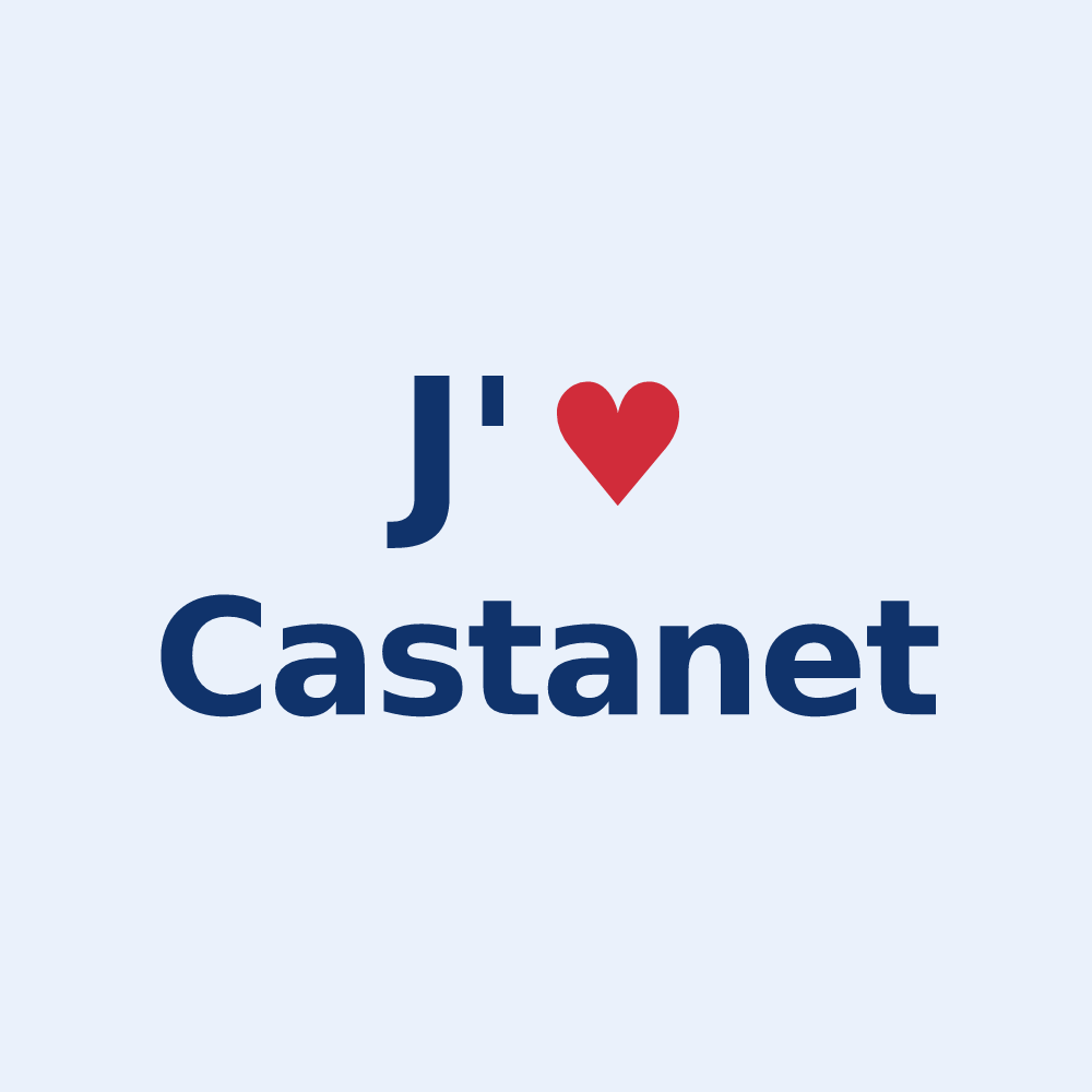 Sticker personnalisé Castanet — design J'aime Castanet