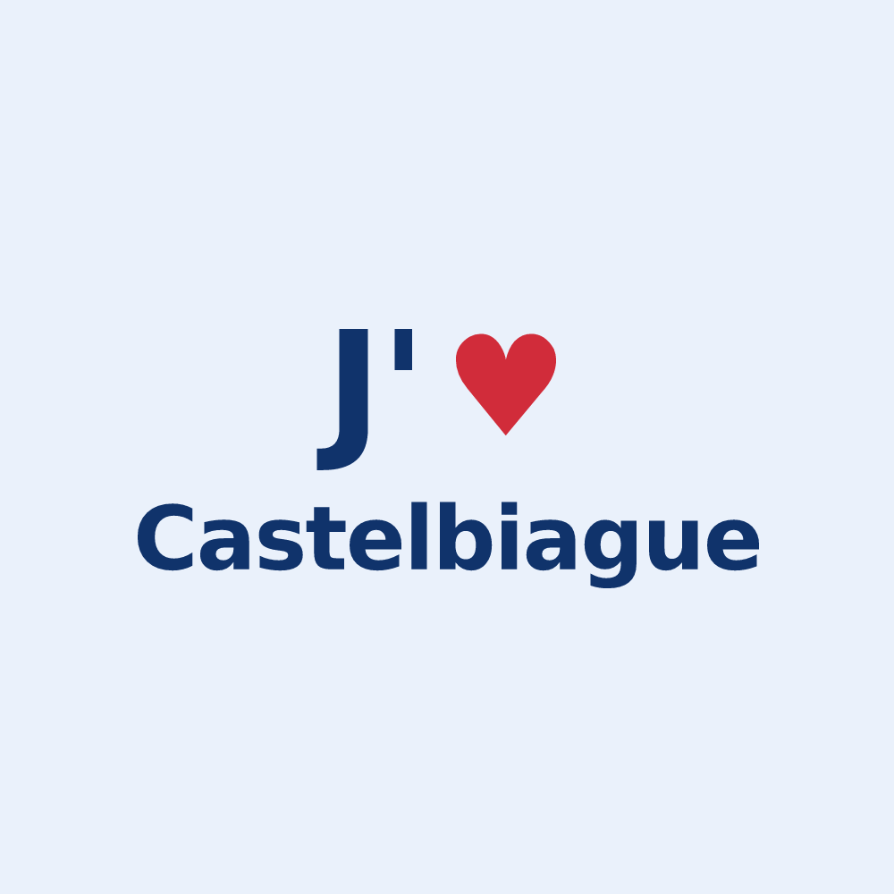 Sticker personnalisé Castelbiague — design J'aime Castelbiague