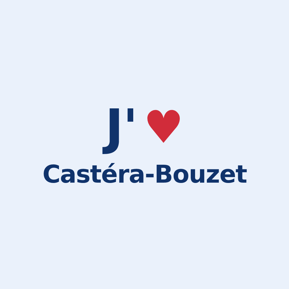 Sticker personnalisé Castéra-Bouzet — design « J'aime Castéra-Bouzet » imprimé sur le sticker