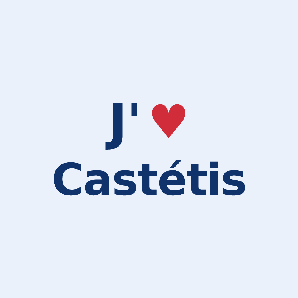 Sticker personnalisé Castétis — design J'aime Castétis