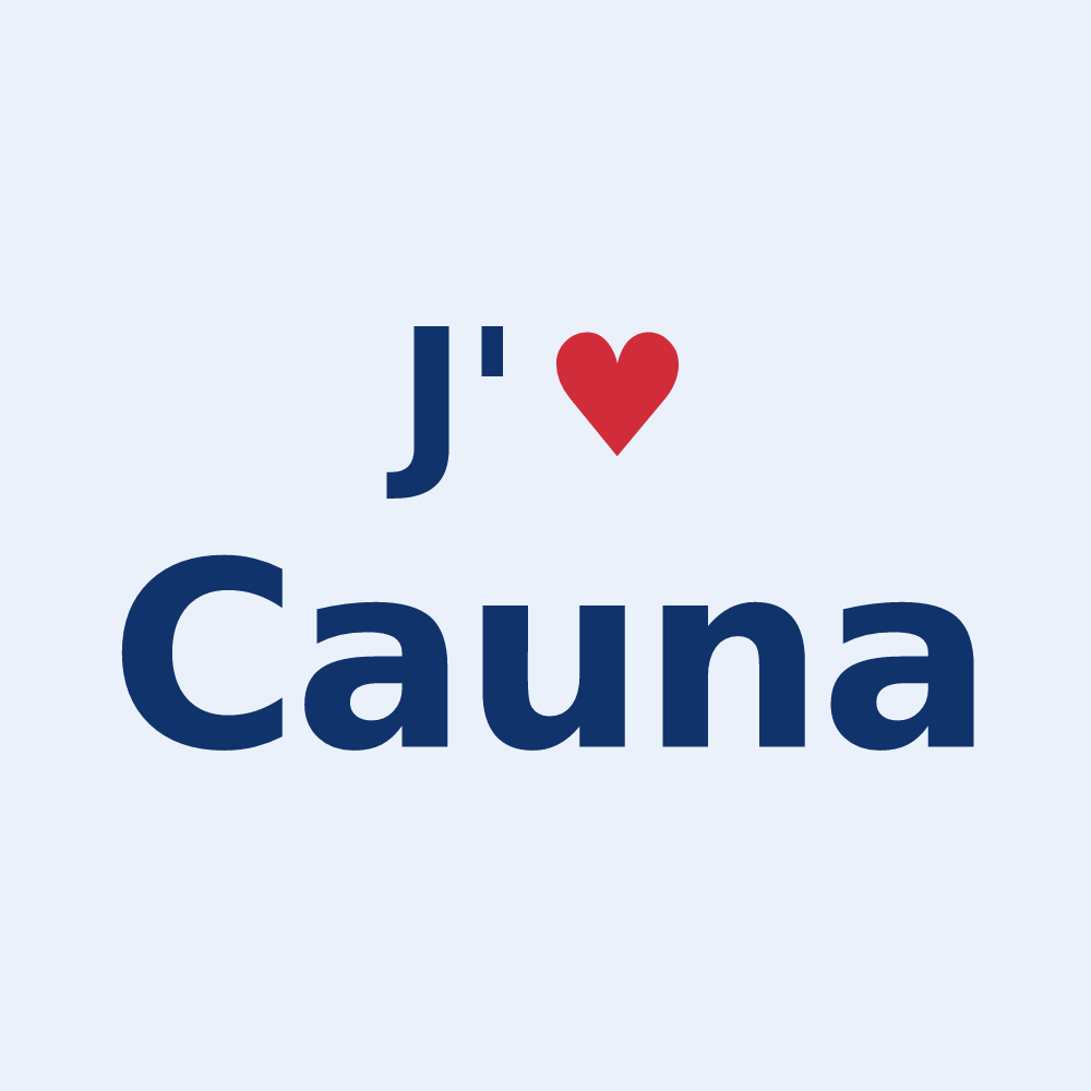 Sticker personnalisé Cauna — design « J'aime Cauna » imprimé sur le sticker