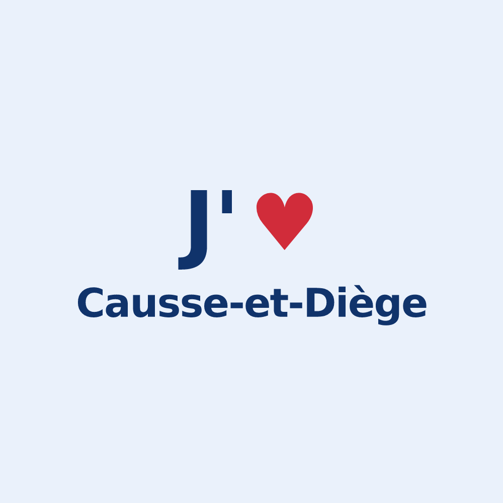 Sticker personnalisé Causse-et-Diège — design « J'aime Causse-et-Diège » imprimé sur le sticker
