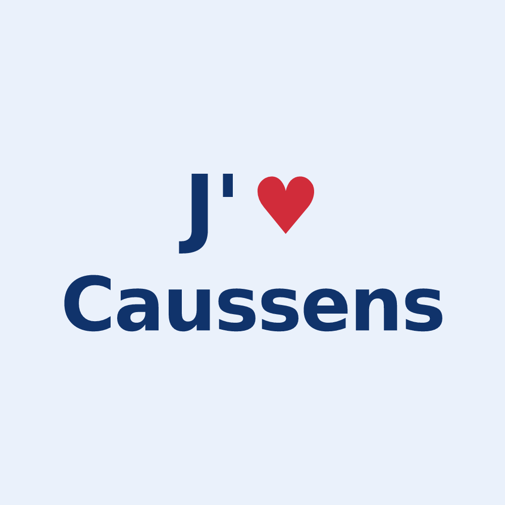 Sticker personnalisé Caussens — design « J'aime Caussens » imprimé sur le sticker