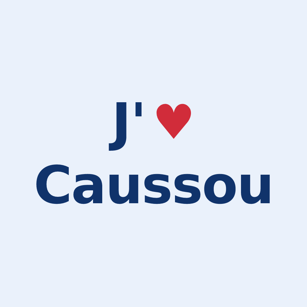 Sticker personnalisé Caussou — design J'aime Caussou