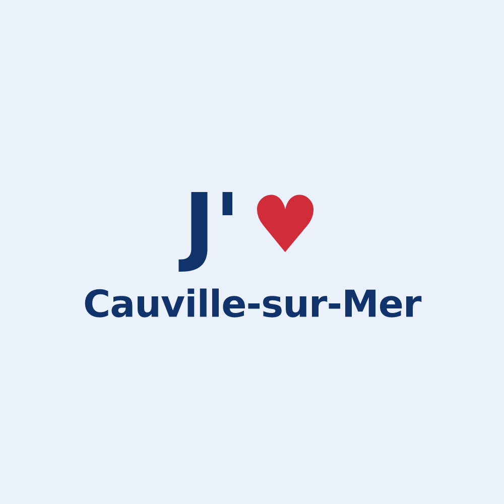 Sticker personnalisé Cauville-sur-Mer — design « J'aime Cauville-sur-Mer » imprimé sur le sticker