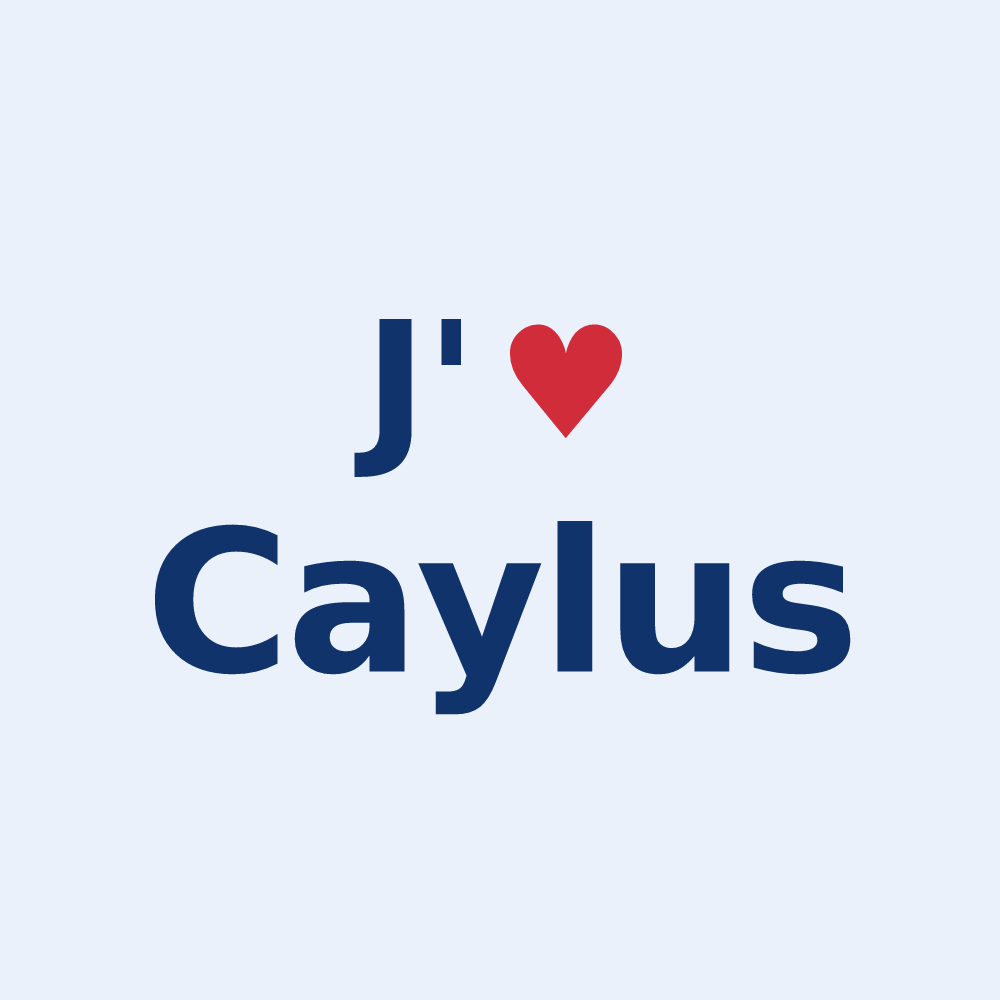Sticker personnalisé Caylus — design « J'aime Caylus » imprimé sur le sticker