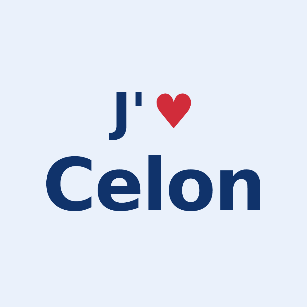 Sticker personnalisé Celon — design « J'aime Celon » imprimé sur le sticker