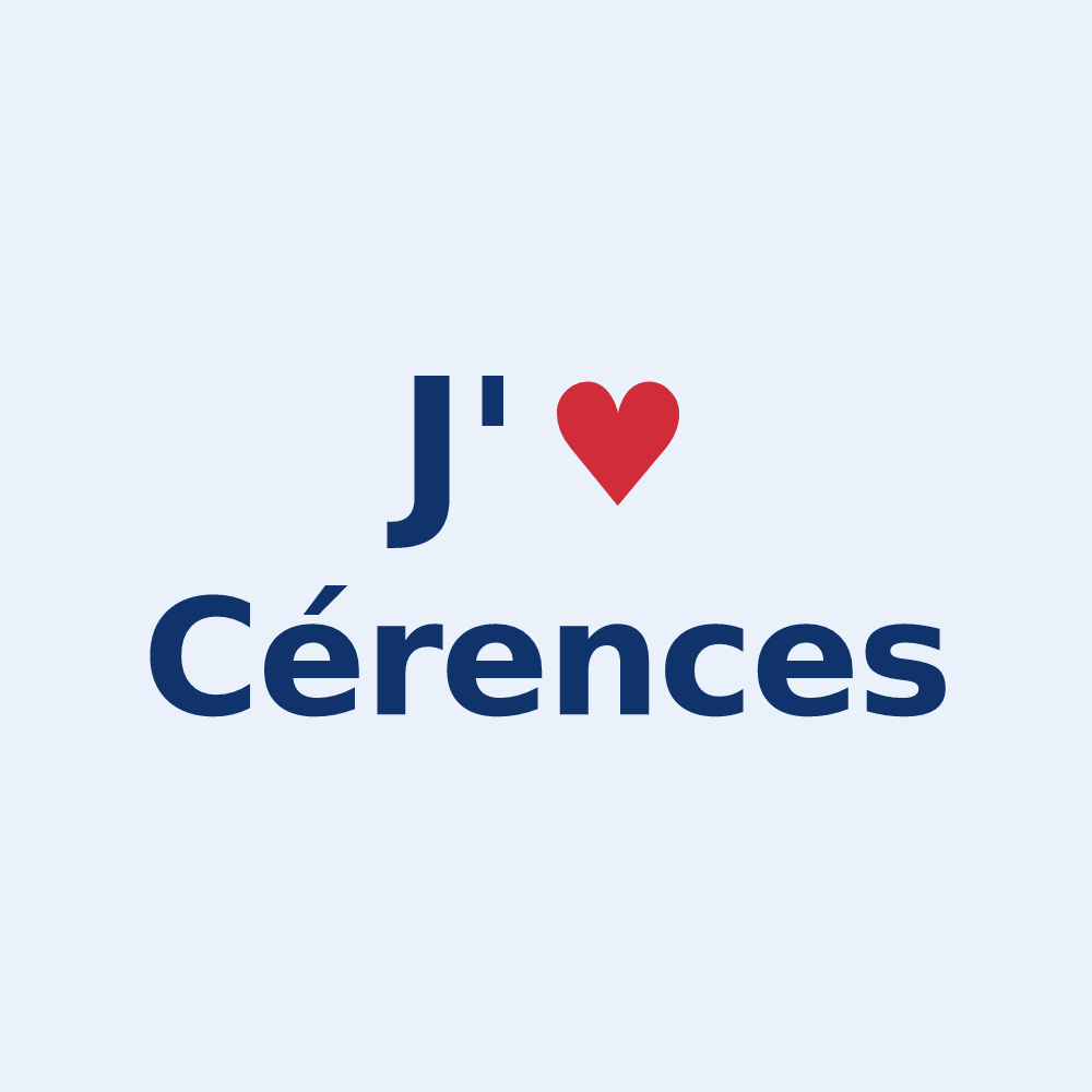 Sticker personnalisé Cérences — design J'aime Cérences